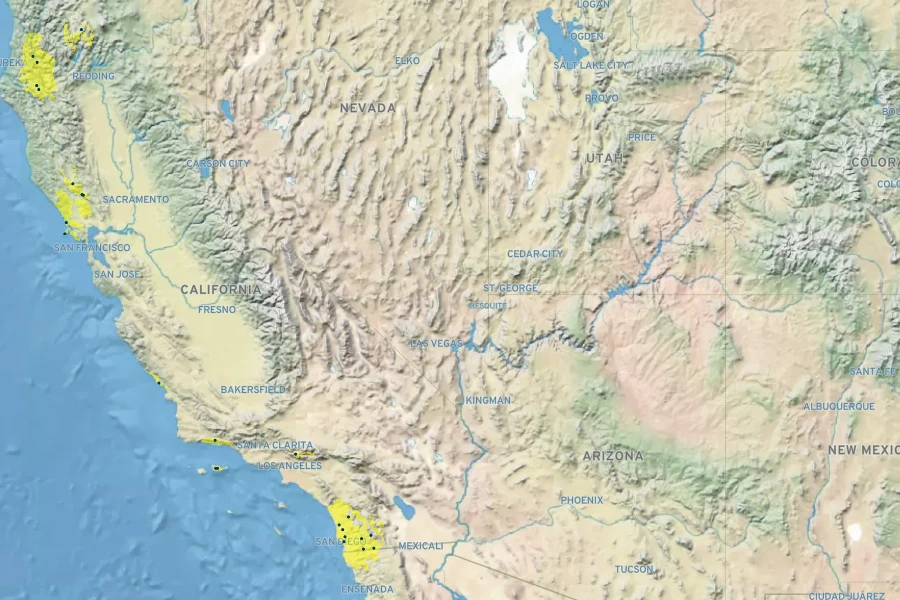 Mahonia pinnata Native Range