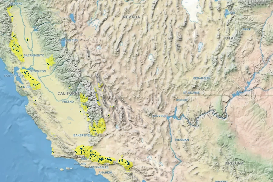Malacothamnus fremontii Native Range