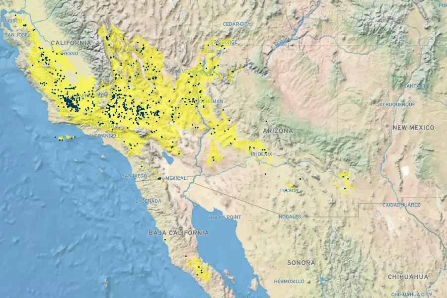 Malacothrix coulteri Native Range