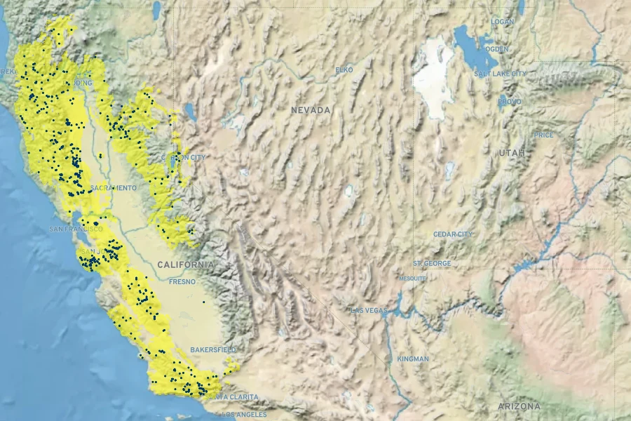 Malacothrix floccifera Native Range