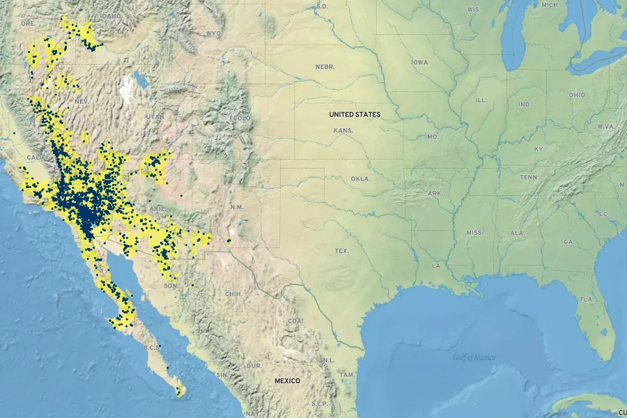 Malacothrix glabrata Native Range