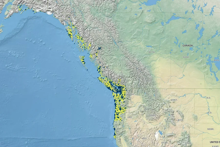 Malus fusca Native Range