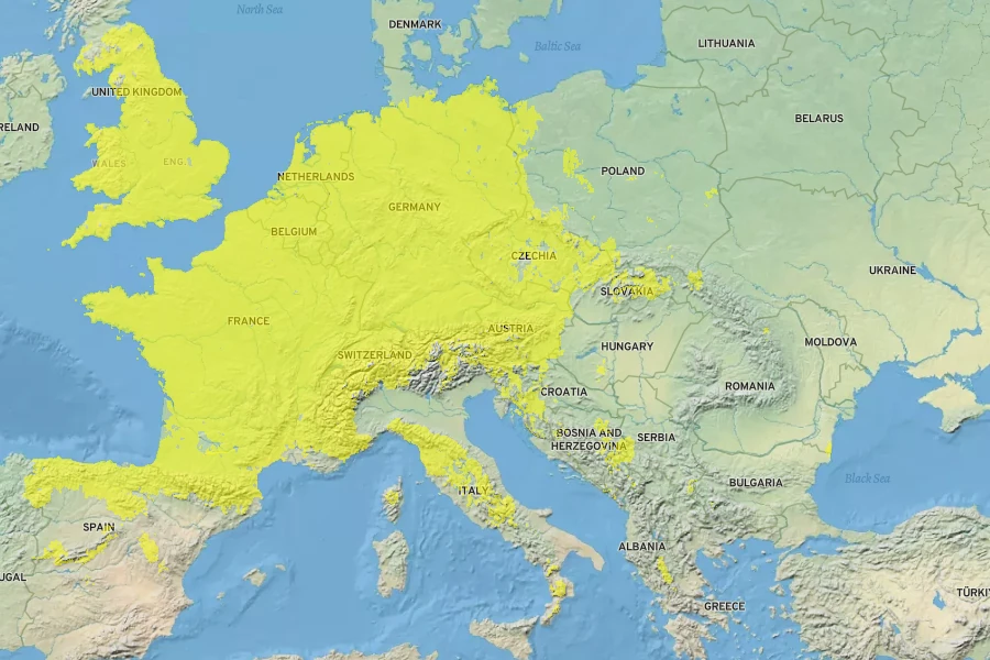 Malva moschata Native Range