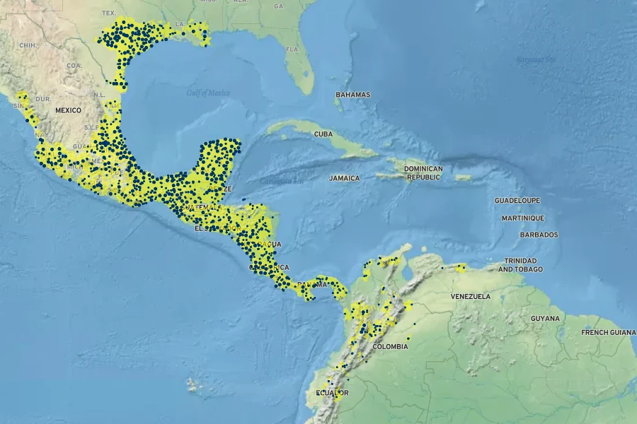 Malvaviscus arboreus Native Range