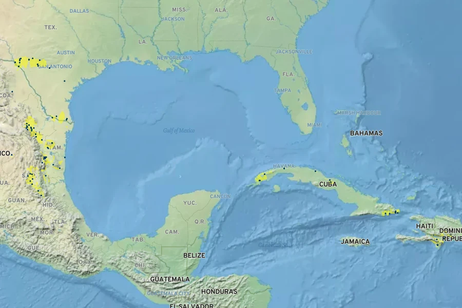 Mammillaria prolifera Native Range