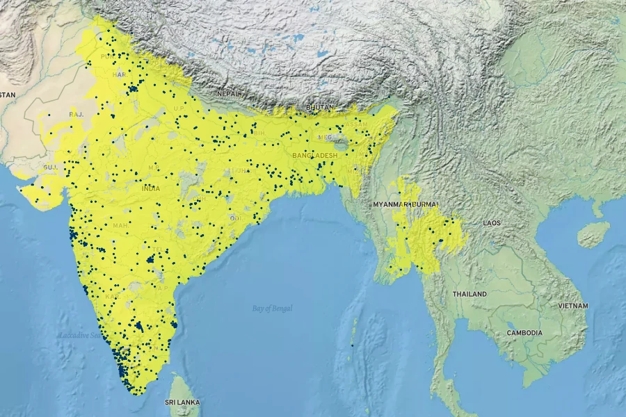 Mangifera indica Native Range