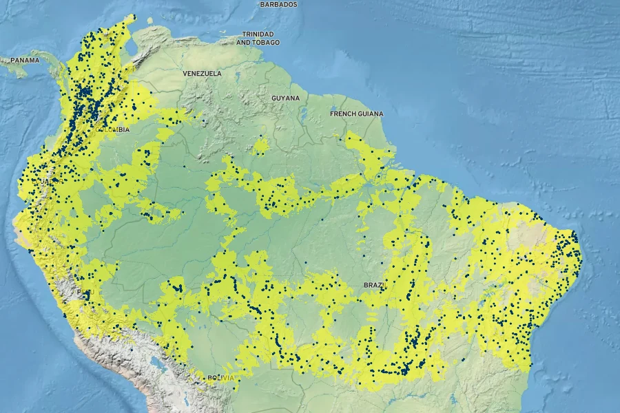 Manihot esculenta Native Range