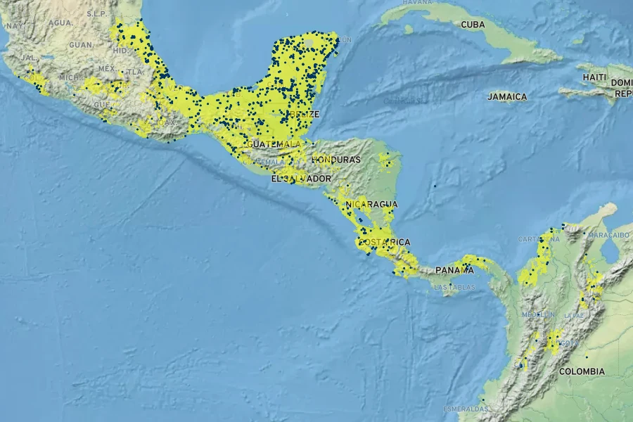 Manilkara zapota Native Range