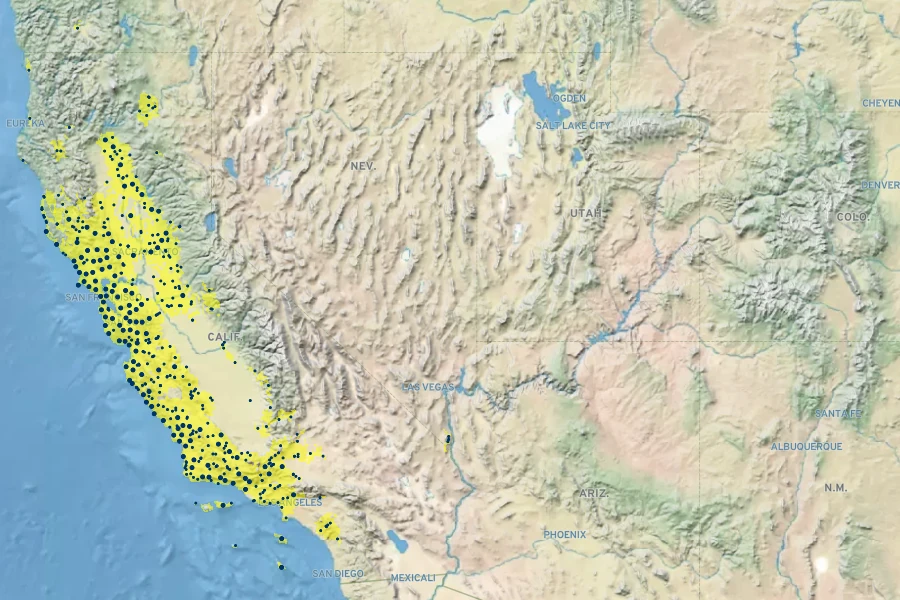 Marah fabacea Native Range