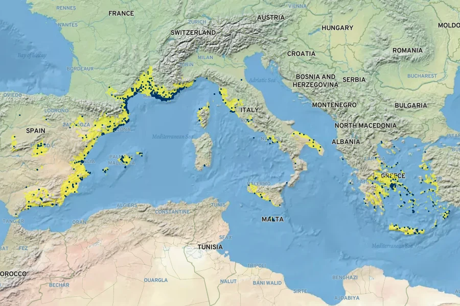 Medicago arborea Native Range
