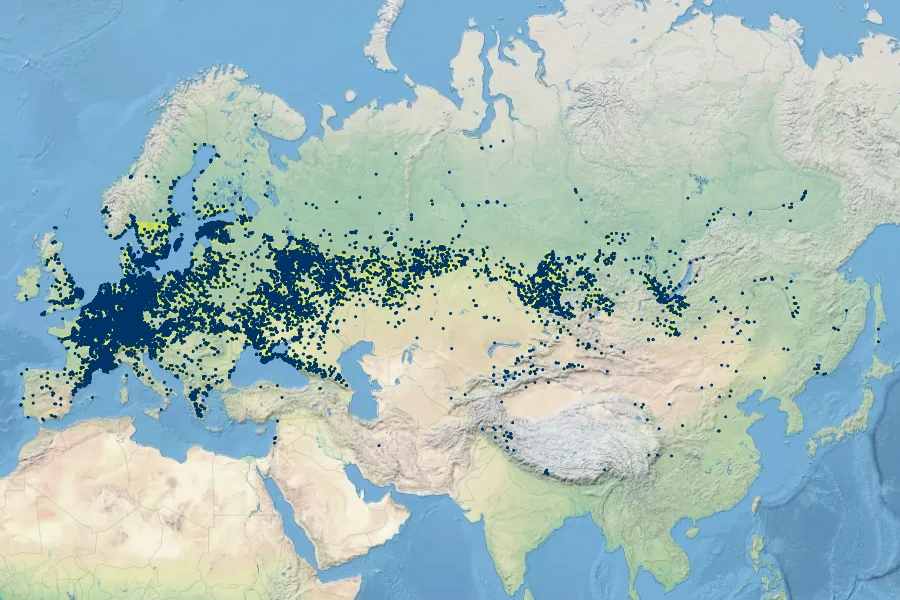 Medicago falcata Native Range