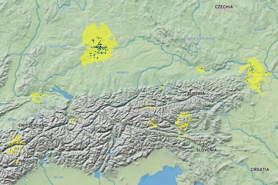 Medicago sativa subsp. x Native Range