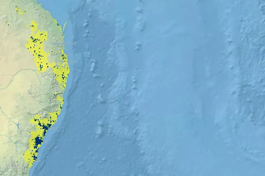 Melaleuca decora Native Range