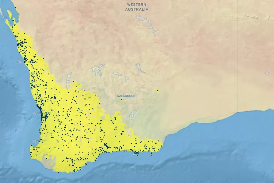 Melaleuca quadrifida Native Range