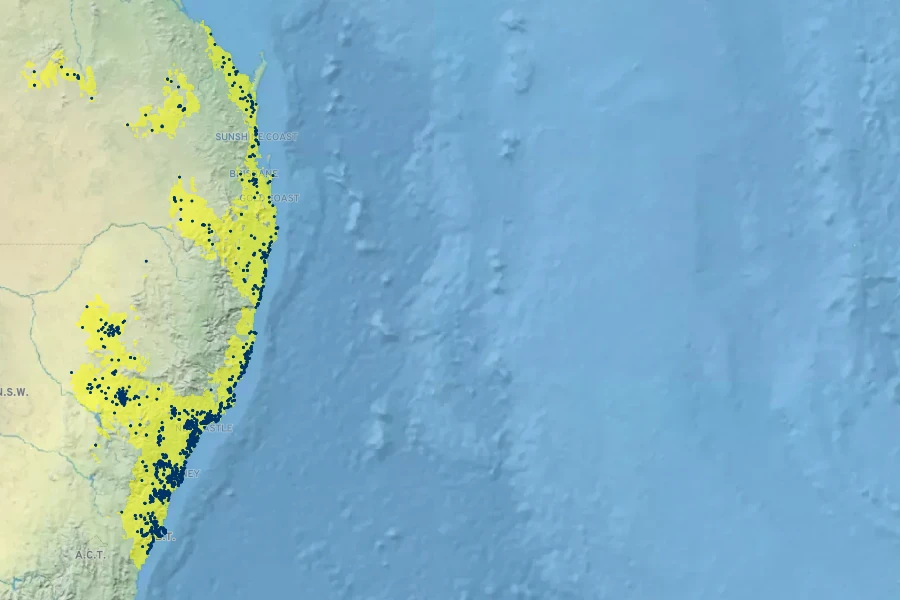 Melaleuca thymifolia Native Range
