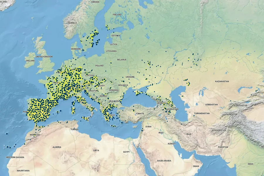 Melica ciliata Native Range