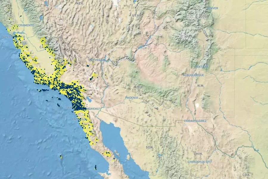 Melica imperfecta Native Range
