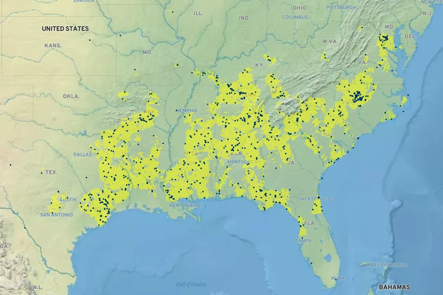 Melica mutica Native Range