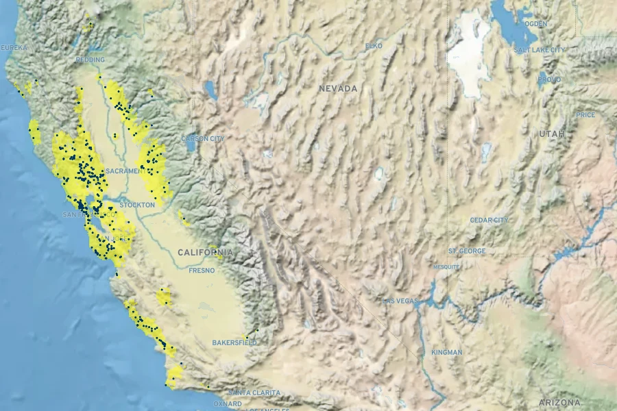 Melica torreyana Native Range