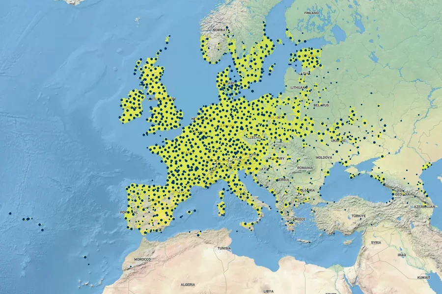Mentha aquatica Native Range
