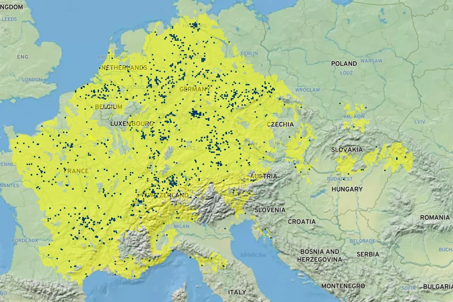 Mentha ×piperita Native Range