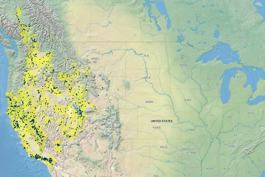 Mentzelia laevicaulis Native Range