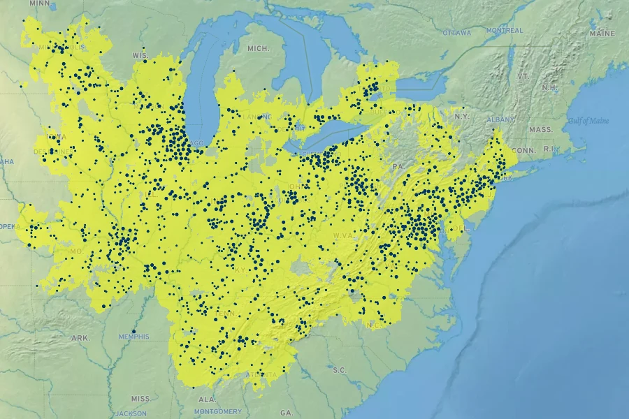 Mertensia virginica Native Range