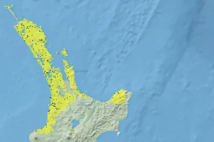 Metrosideros carminea Native Range