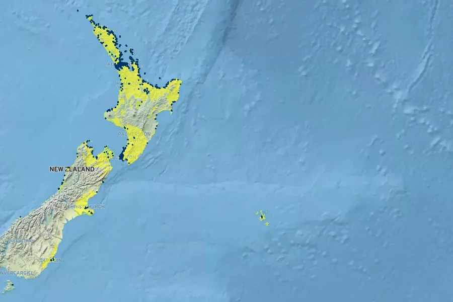 Metrosideros excelsa Native Range