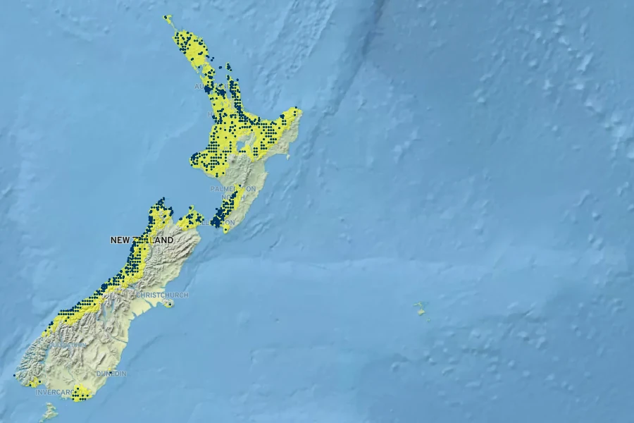 Metrosideros fulgens Native Range