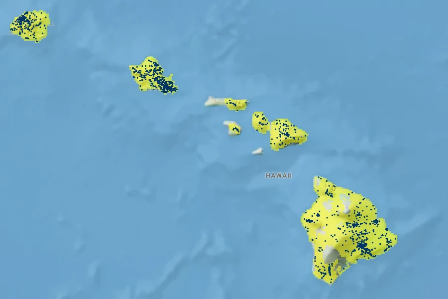 Metrosideros polymorpha Native Range