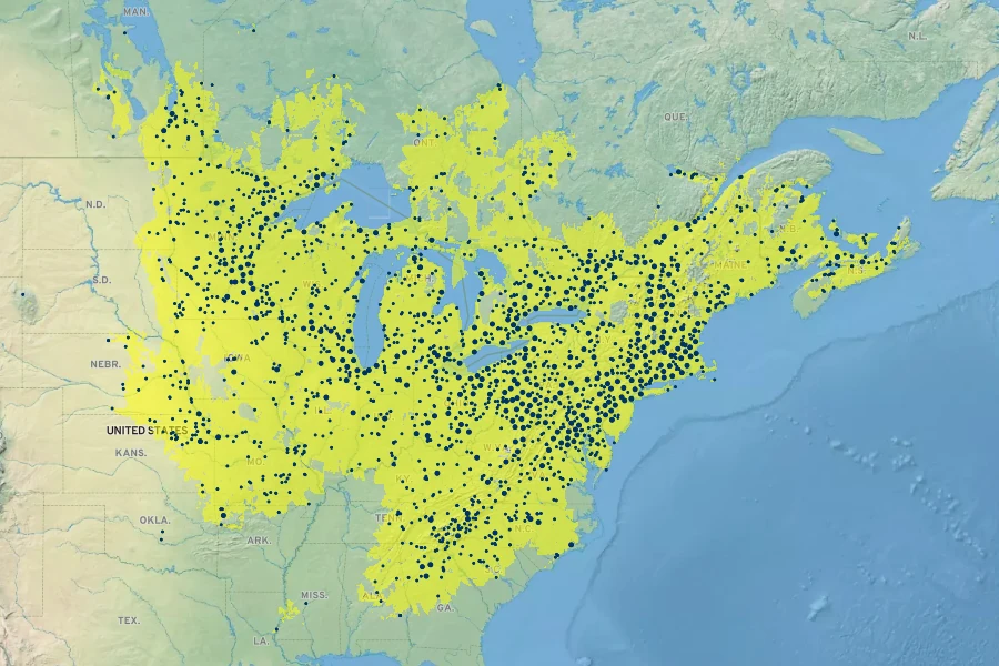 Mimulus ringens Native Range