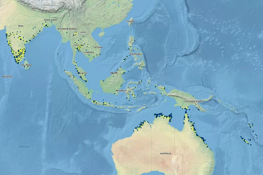 Mimusops elengi Native Range
