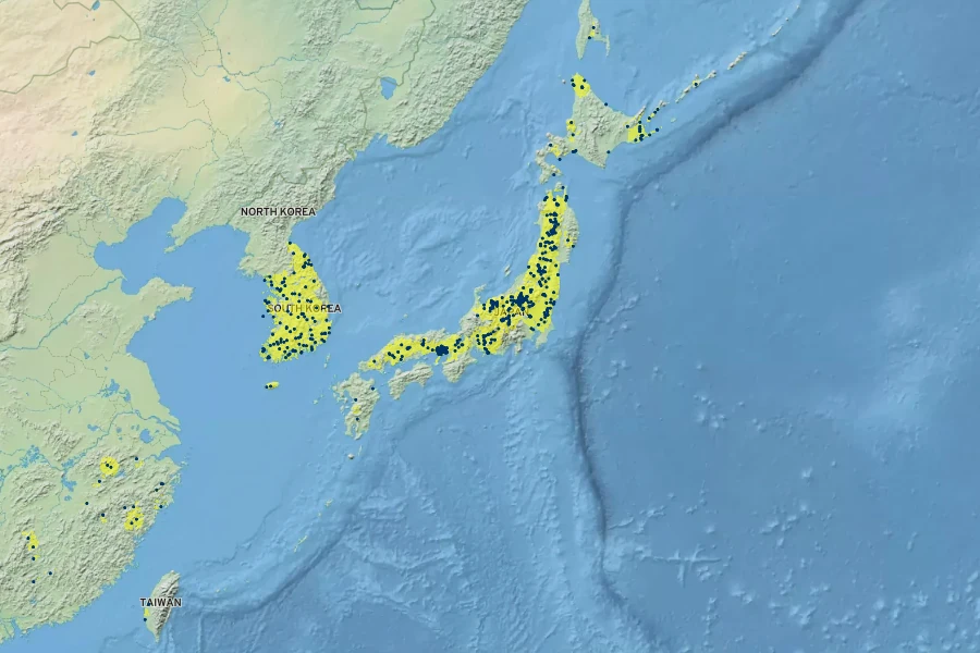 Moliniopsis japonica Native Range