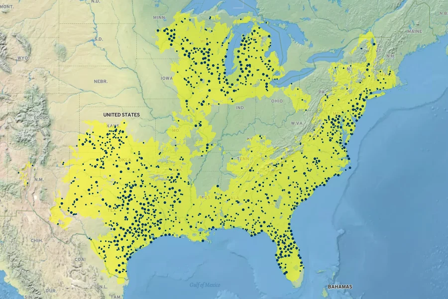 Monarda punctata Native Range