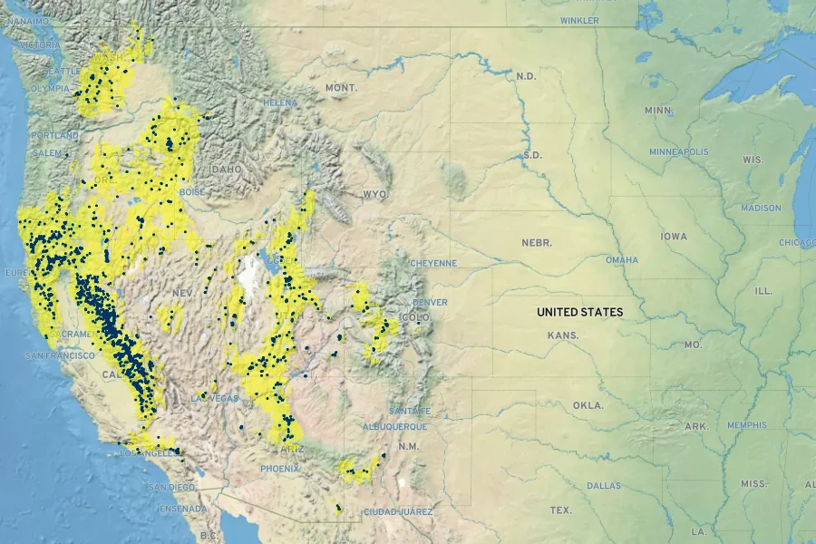 Monardella odoratissima Native Range