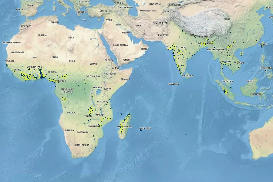 Mucuna pruriens Native Range