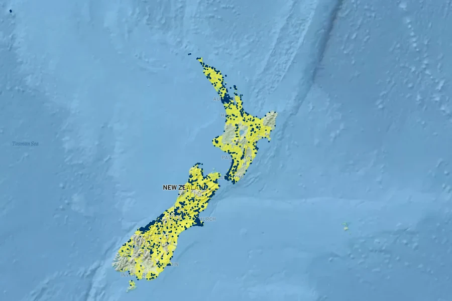 Muehlenbeckia complexa Native Range