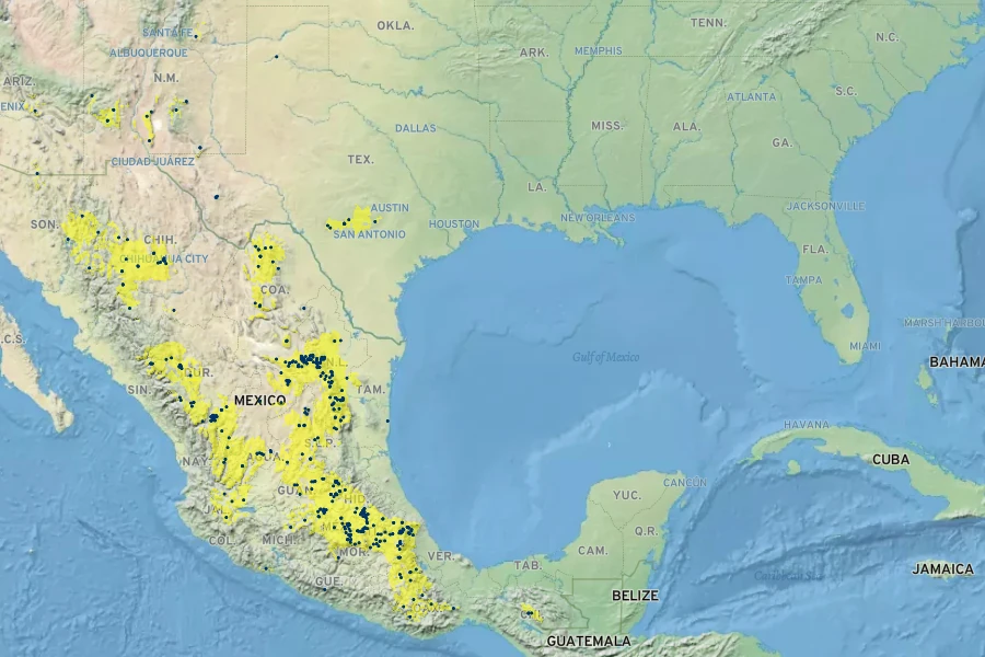 Muhlenbergia dubia Native Range