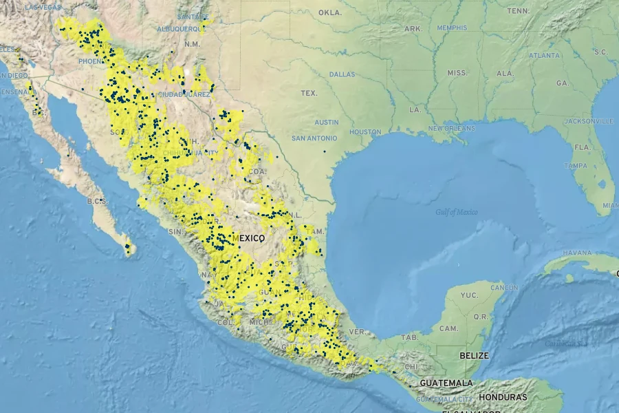 Muhlenbergia emersleyi Native Range