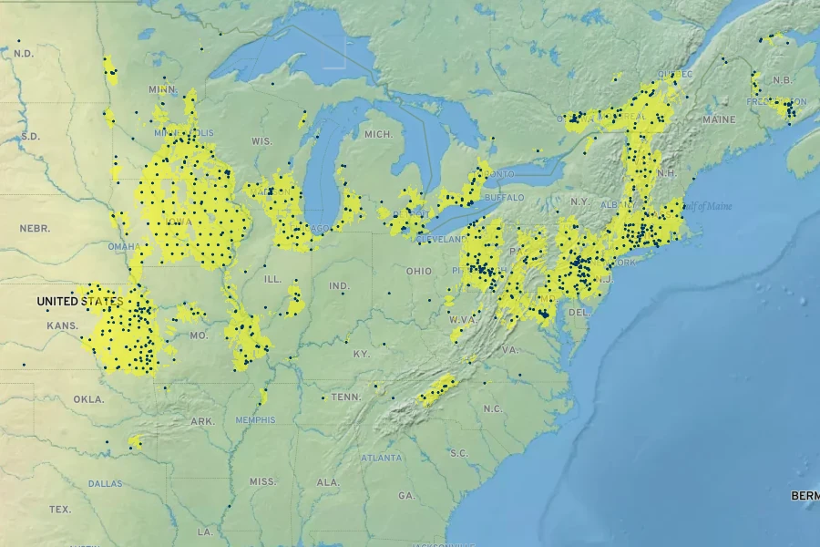 Muhlenbergia frondosa Native Range
