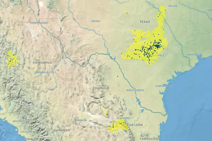 Muhlenbergia lindheimeri Native Range