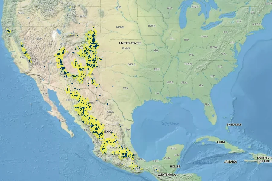 Muhlenbergia montana Native Range