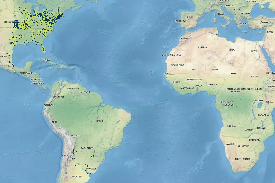 Muhlenbergia schreberi Native Range