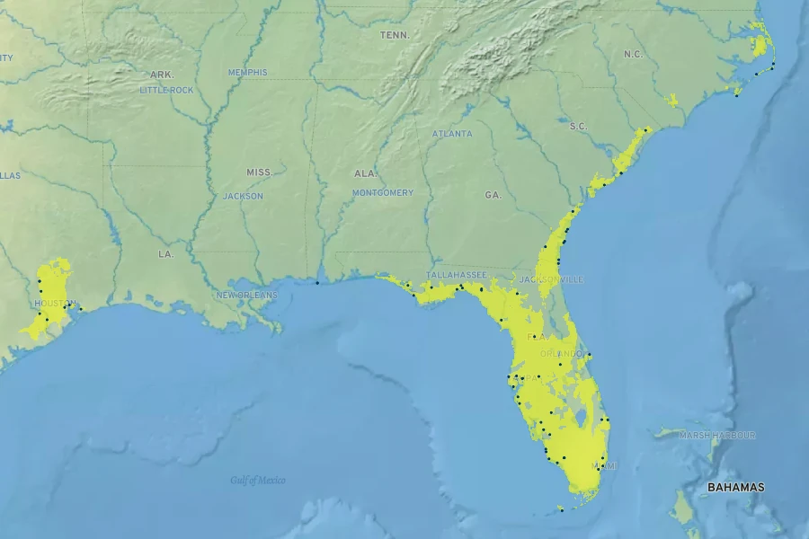Muhlenbergia sericea Native Range