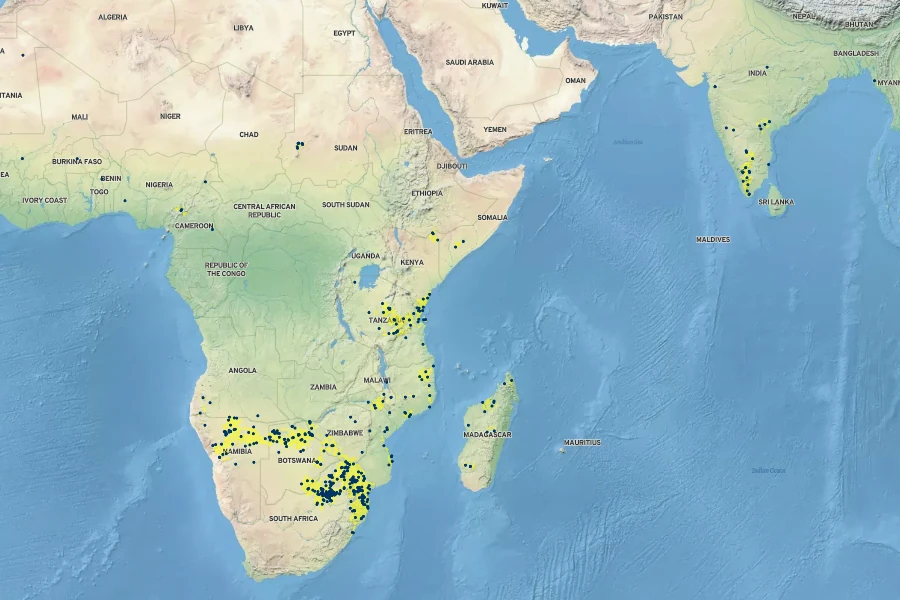 Mundulea sericea Native Range
