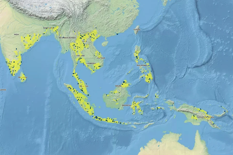 Musa acuminata Native Range