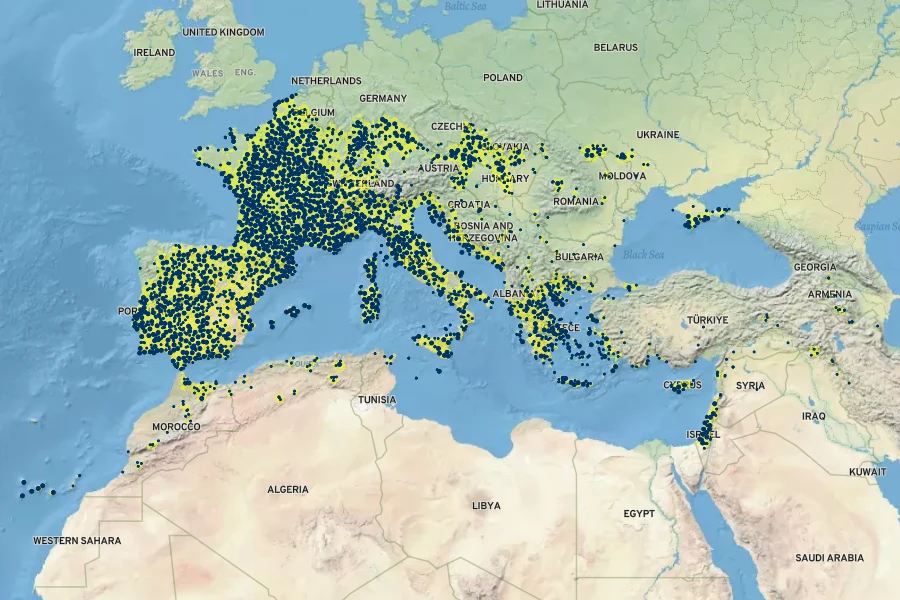 Muscari comosum Native Range