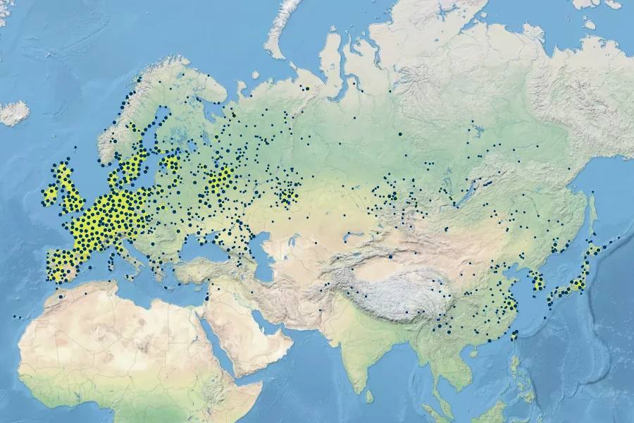 Myriophyllum spicatum Native Range