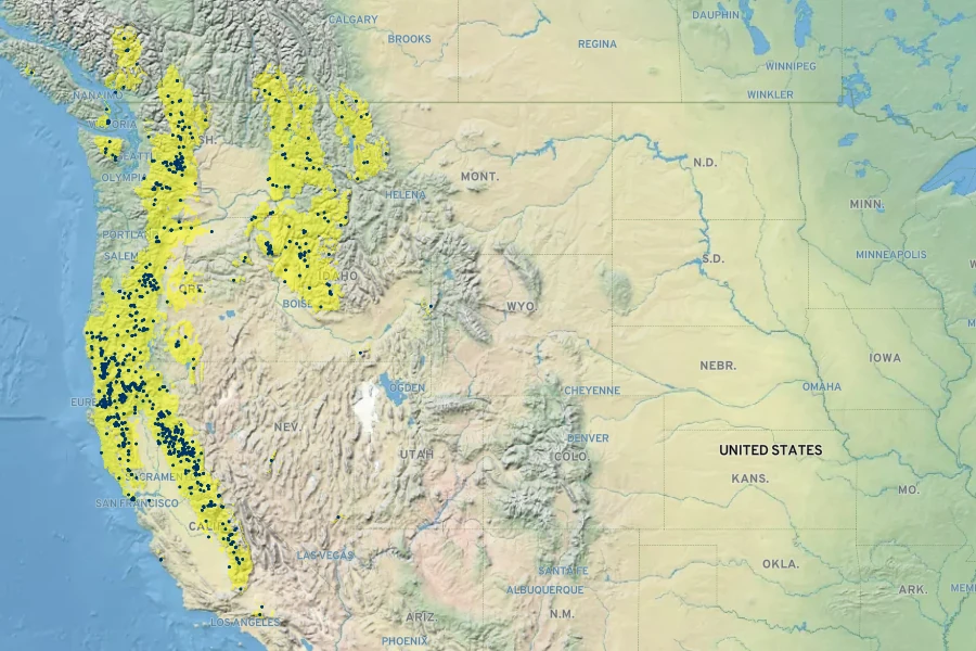 Myriopteris gracillima Native Range